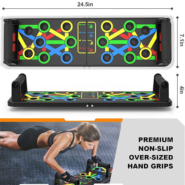 Push-up-bräda-fäste Justerbar hopfällbar halkfri Fitness Magtränare Magmuskelstödbräda inomhus Push-up board