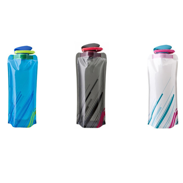 Utomhus Camping Dryck Vattenpåse 750ml Vikbar Ridning Sport Vattenflaska Kompressibel Bärbar Picknick BBQ Vattenbehållare Väska Black