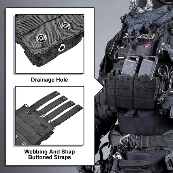 Tactical Single/Dubbel/Triple Molle Magazine Pouches Military Airsoft AK 7.62 5.56mm M4 AR 15 Rifle Mag Bag Jakttillbehör Tan Triple Pouch