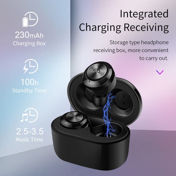 F6 Bluetooth 5.0 hörlurar TWS Trådlös öronsnäcka Blu White