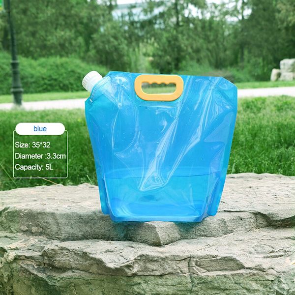 2,5/5/10L hopfällbar bärbar dricksvattenpåse Utomhuscamping Vandring Vattenförvaringspåse Förtjockad vattenbehållare med stor kapacitet 5L-Blue