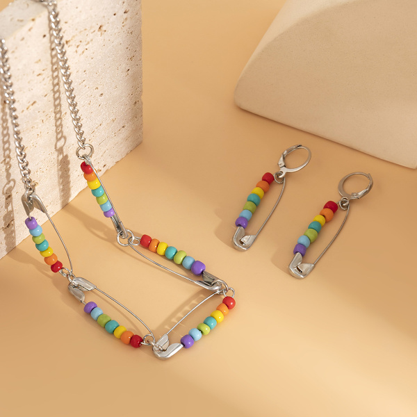 Prydnad Etnisk stil Retro Patchwork Pärlnål Halsband Enkel Planet Tofs Wild Halsband Two White K3511