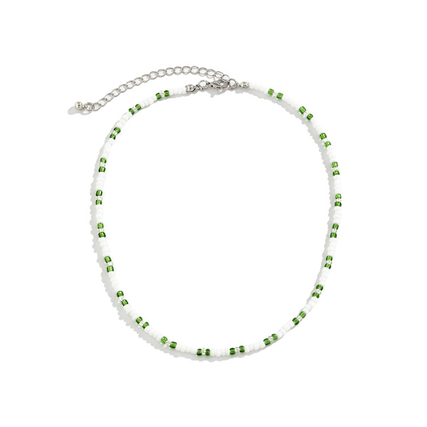 Prydnad Enkel personlighet Färgglada risformade pärlor Strängade pärlor Halsband Dam Jul All-Match Sweet Cool Single-Layer Halsband Model 5 White K 5385