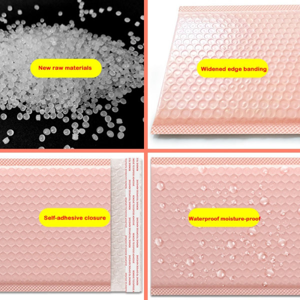 50 Styck Rosa Poly Bubble Mailers Vadderade kuvert Bulk Bubble Fodrade Wrap Polymailer påsar för frakt Förpackning Maile Self Seal yellow-50pcs 13*18cm