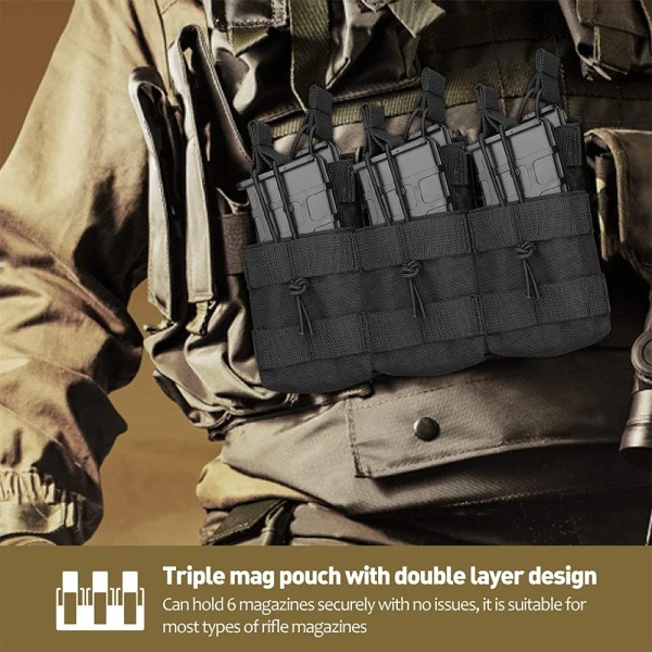 Tactical Molle Pouch Triple Magazine Pouch Dubbellager Mag-påsar Universal patronhållare M4 M14 M16 AK AR Gun Tillbehör Green