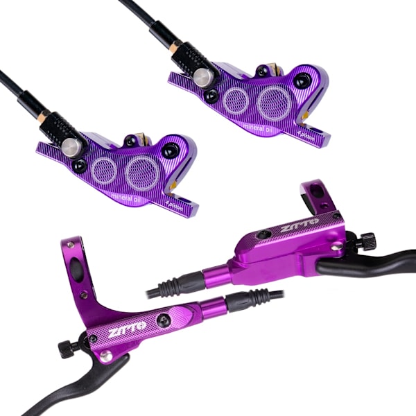 ZTTO MTB Hydrauliska bromsar 4 kolv bromsok M840 Bromsbelägg Skiva 160mm Set Cykelkomponenter Purple-A