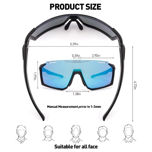 PUNLUXU Nya Cykelglasögon Herr Dam Utomhus Sport Löpfiske Solglasögon HD UV400 Polarized MTB Cykel Cykelglasögon PU-X3HF-21 PU-X3HF-21