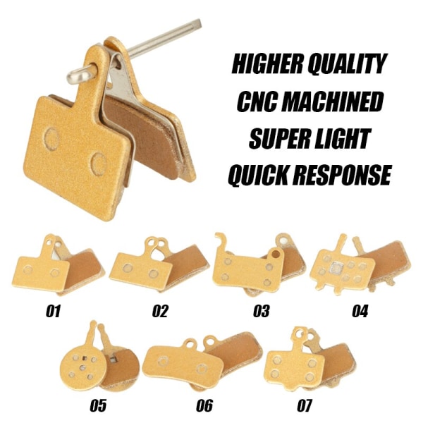 HASSNS Cykel Bromsbelägg Road Mountain Bike Disc Caliper Pads Set Cykling Metallhartssko för hydrauliska bromsar Mtb 4 kolvar HA Metal 06