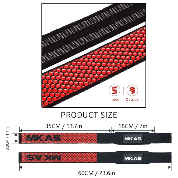 MKAS Styrkande handledsremmar Fitness Bodybuild RED WRIST STRAP