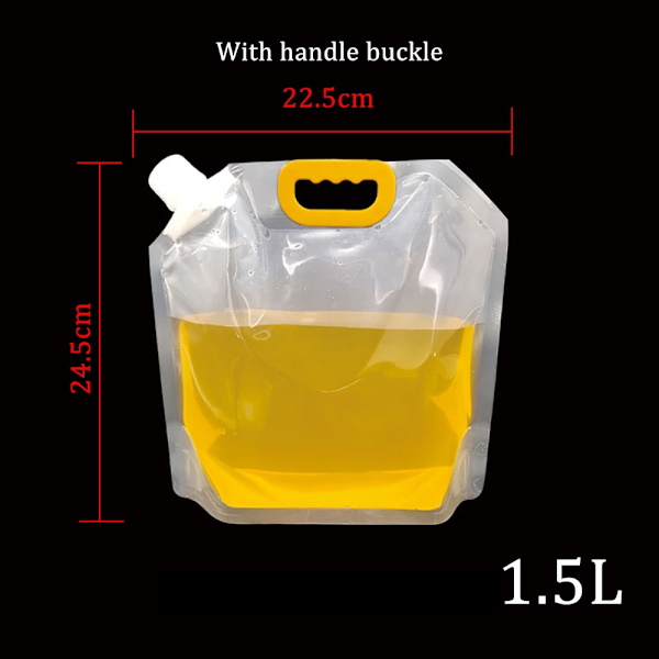 1,5/3/5L hopfällbar ölpåse Transparent Stand-Up Plast Juice Mjölkförpackningspåse Utomhuscamping Vandring Bärbara vattenpåsar 1.5L