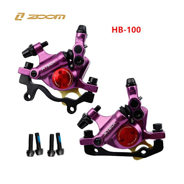 ZOOM HB100 MTB Hydrauliska bromsar Set Cykelok Skivbromsar För Mountainbike Knuffar Bromsok Kolv Cykling Med Rotor 160mm 1 pair purple