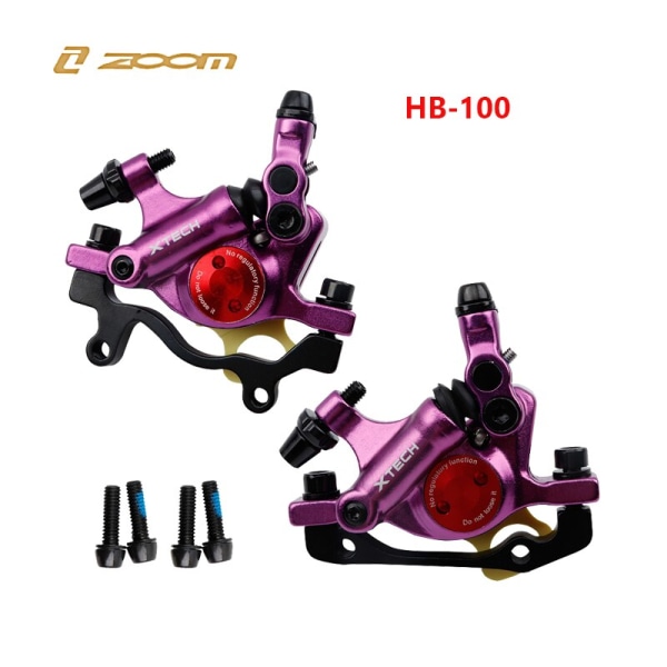 ZOOM HB100 MTB Hydrauliska bromsar Set Cykelok Skivbromsar För Mountainbike Knuffar Bromsok Kolv Cykling Med Rotor 160mm Front brake purple