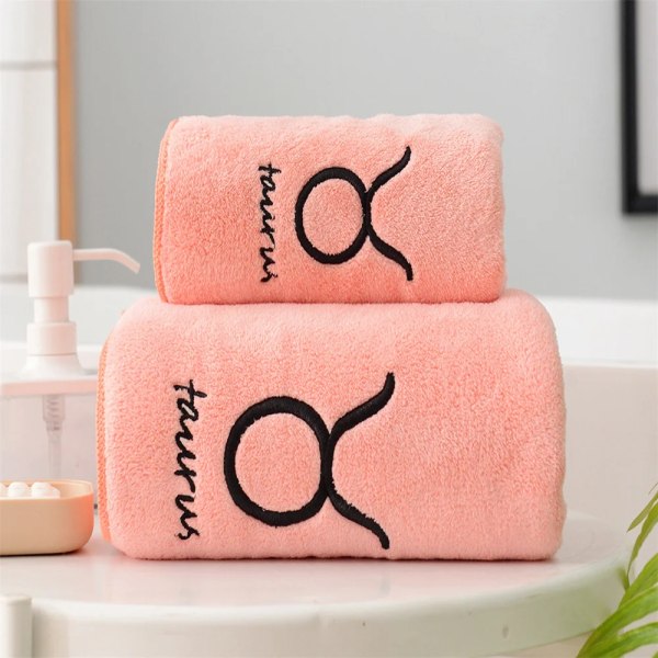 Mjuka set 12 konstellationer Bokstäver Broderade ansikte Badlakan Stor Stark Vattenabsorption För Vuxen Serviette De Bain Style E