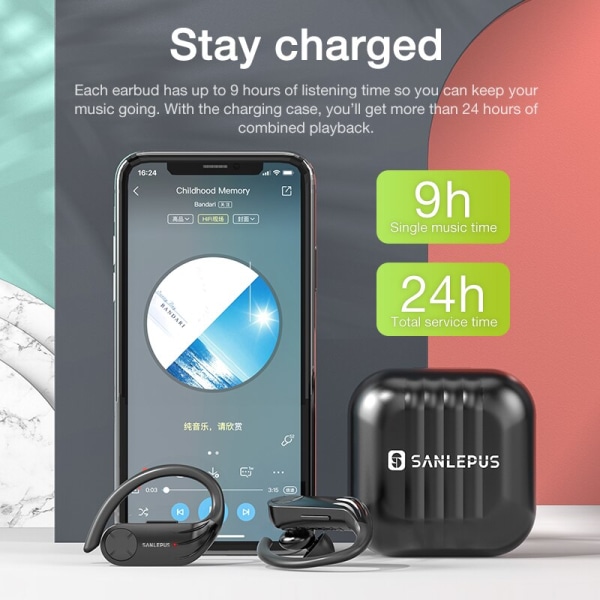 2022 nya TWS B1 trådlösa Bluetooth hörlurar hög Black