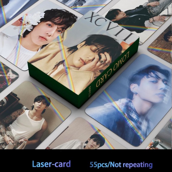 Paket med 55 Lomo Laser Cards JungKook GOLDEN BTS Bangtan Boys Jungkook Shiny Idols Collection Vykort