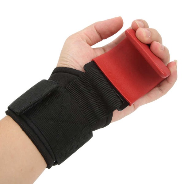 Tyngdlyftskrok Handgrepp Stålkrok Heavy Duty Lifting Grip Anti Slip Pull-ups Krokar Power Lifting Handskar för gym 1pc red