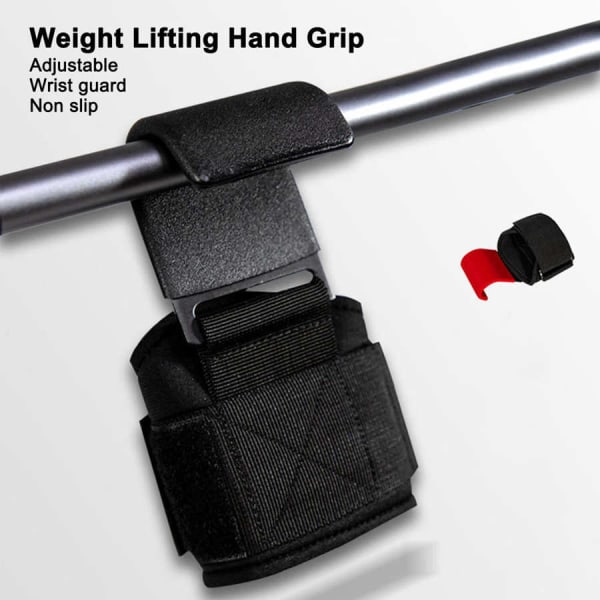Tyngdlyftskrok Handgrepp Stålkrok Heavy Duty Lifting Grip Anti Slip Pull-ups Krokar Power Lifting Handskar för gym 1pc black