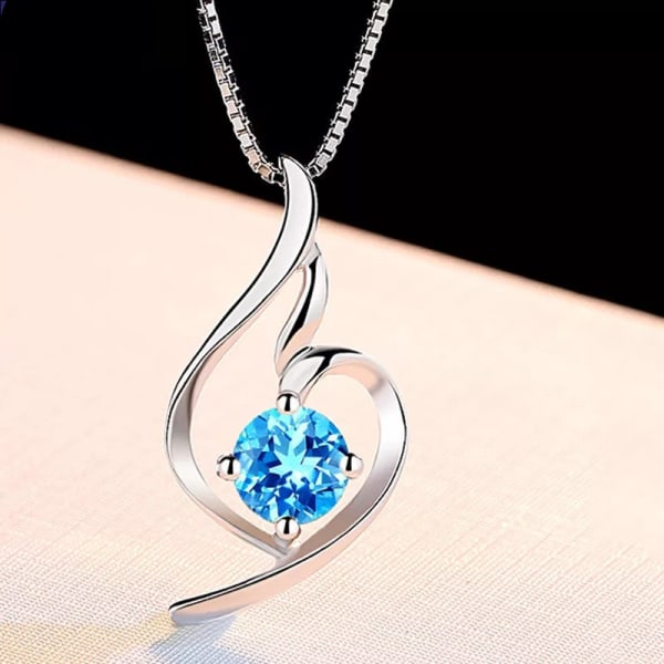 Koreanskt mode Enkel blå zirkon med diamant vintage halsband hona med hjärtan hänge för kvinnor halsband prydnad Blue Pendant /Without Chain//