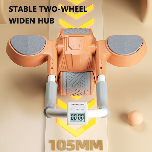 2 i 1 Belly Wheel Maghjul med Dyna Push-up Platt Muskel Stretch Roller Support Digital Counter Mute Magtränare Gray no timer