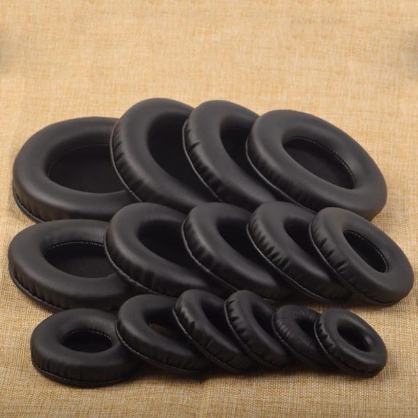 Universal Ersättning Runda öronkuddar Reparationsdelar 50 mm 60 mm 65 mm 70 mm 75 mm 80 mm 85 mm 90 mm 95 mm 100 mm 110 mm hörlursfodral Round 70mm(black)