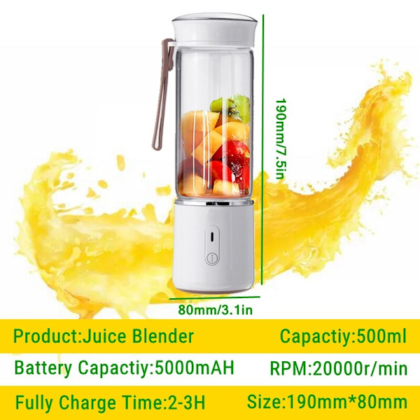 400ML Mini Juicers Bärbar elektrisk Juicer Blender USB Fruktblandare Frukt Mat Milkshake Multifunktion Mat Blender white