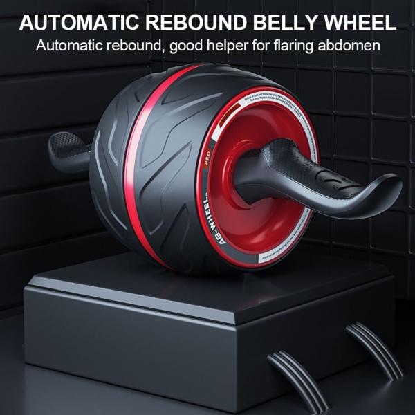 Abdominal Wheel Roller Automatisk Rebound Core Musc Black