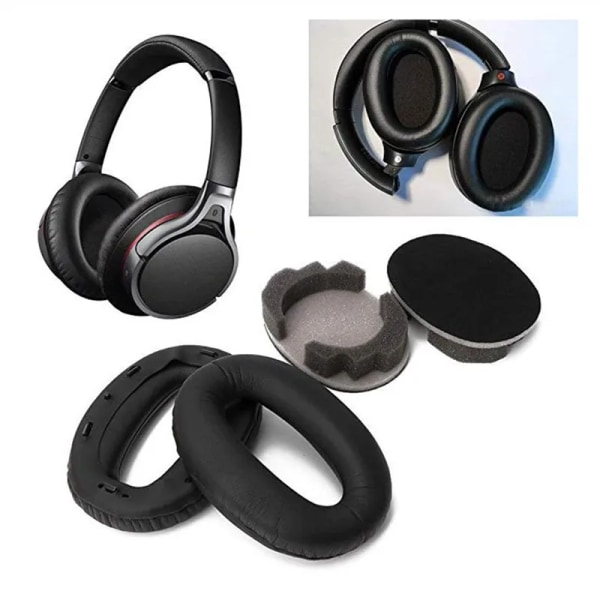 Ersättnings öronkuddar för Sony WH-1000XM2 MDR 1000X Over-Ear hörlurar Kuddar Memory Foam Mjukt läder öronkuddar svart cover Brown