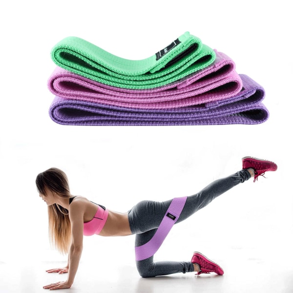 1st Unisex Fitness Elastiskt Band för Sport Ben Lår Glutes Butt Squat 3 Nivåer Resistance Gym Band för bred träning long purple 35lb