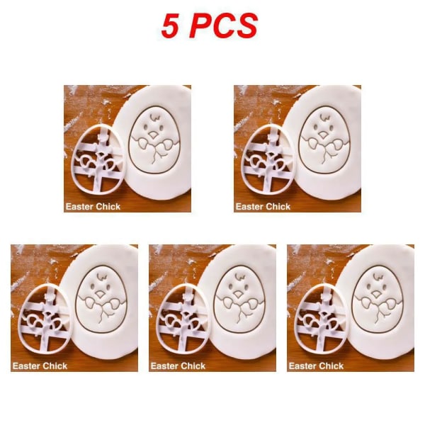 1~5 STK 1-påsk Cookie Cutter Bakverk Påskhare Kanin Molds Kökstillbehör Bakverktyg Barnpresent påsk Style B 5pcs