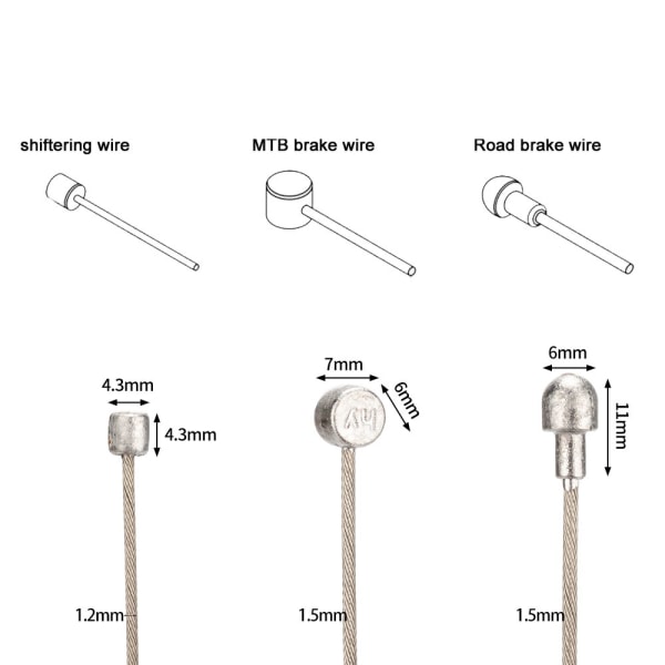 ZTTO MTB Road Bicycle Broms Wire Rostfritt stål Cykel Speed ​​Line Fast växling Växlingskabel Kärna Inner Wire 2st Road brake wire 2pcs