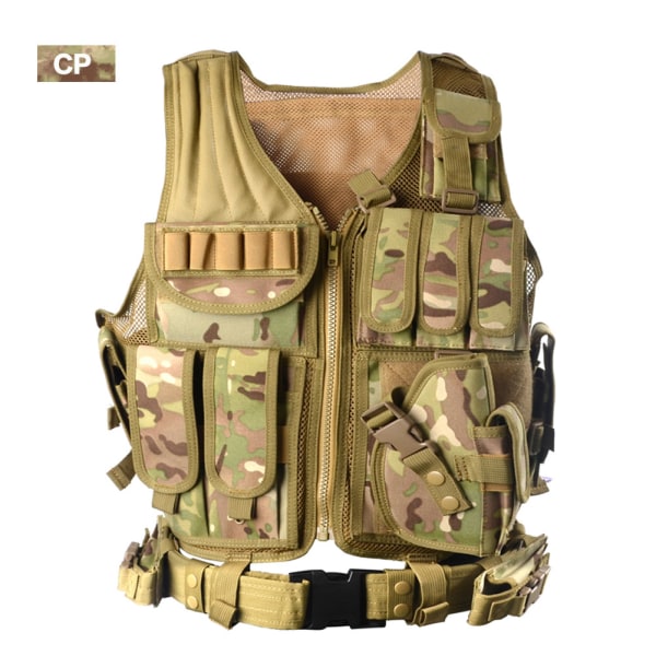 Outdoor Summer Mesh Andas träningsväst Multifunktionell Special Forces Väst Cs Field Tactical Väst CP camouflage Average code (size adjustable)