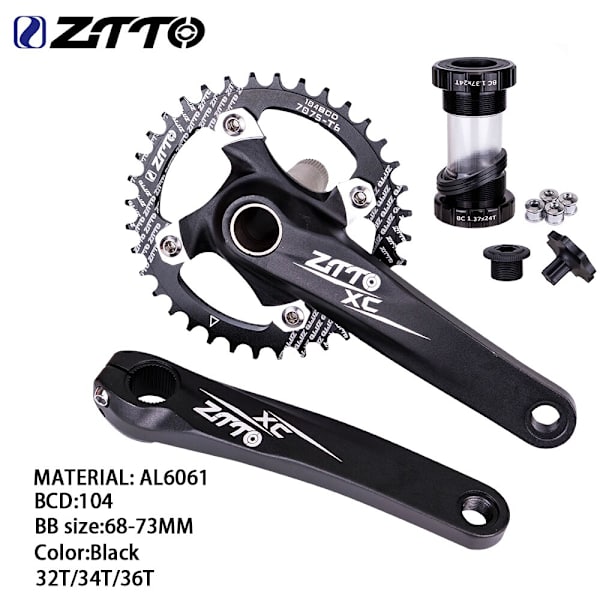 ZTTO Ultralight 10 Speed ​​Shift Set MTB Bike 32/34/36T Kedjehjul Vevsats 11-46/50T Cassette Groupset 1X10 Bakväxel del 10S 50T Black Silver 170mm