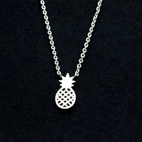 Tropical Mini Pineapple Hänge Halsband Dam Flicka Smycken Rostfritt stål Ketting Ananas Krage Mujer Bff Presenter Silver Plated