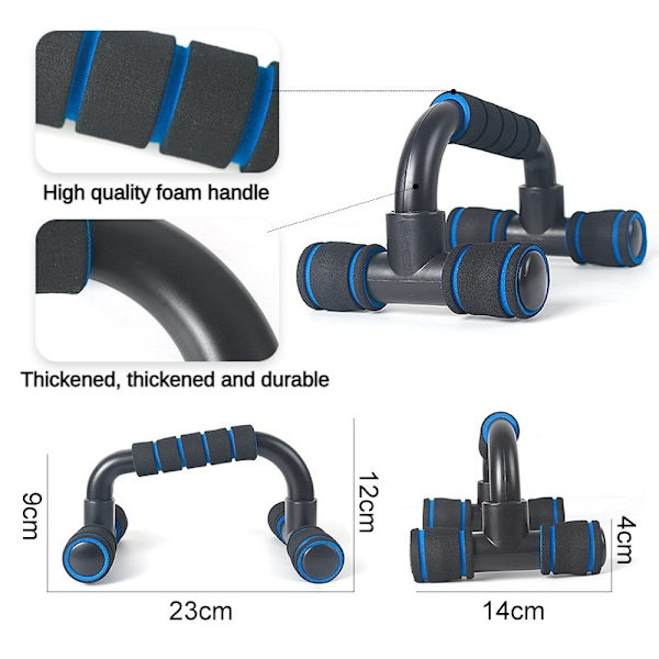 1 par I-formad push-up-stång Fitness Handsvamp-greppstänger Muskelträning push-up-stång Brösthem Gym Body Building YD08-Blue