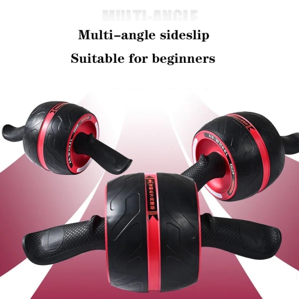 Tyst magmuskeltränare Magrulle Maghjul Hemträning Gym Fitness Roller studsar automatiskt Red