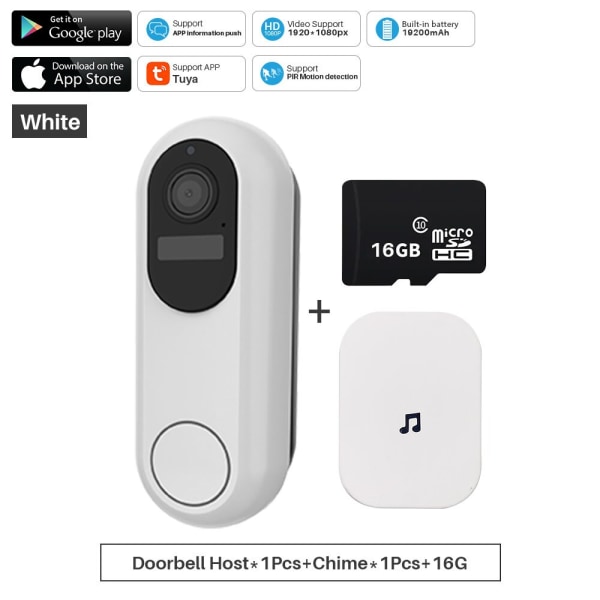 1080P Tuya Smart videodörrklocka 2,4GHz 5GHz WIFI trådlös dörrklocka Vattentät Night Vision Smart Home Video Intercom-kamera Option 4 AU Plug