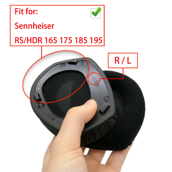 Ersättnings öronkuddar för Sennheiser hörlurar RS165 RS175 RS185 RS195 HDR165 HDR175 HDR185 HDR195 RS / HDR Headset Gamer Cover flannel black