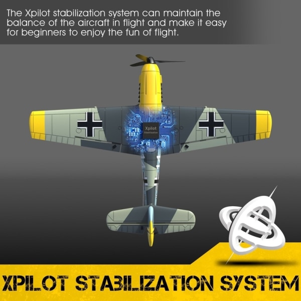 VOLANTEXRC 4CH RC Warbird RC Flygplan BF 109 RTF med Xpilot stabiliseringssystem Fjärrkontroll Planleksaker för barn BF109 2Battery