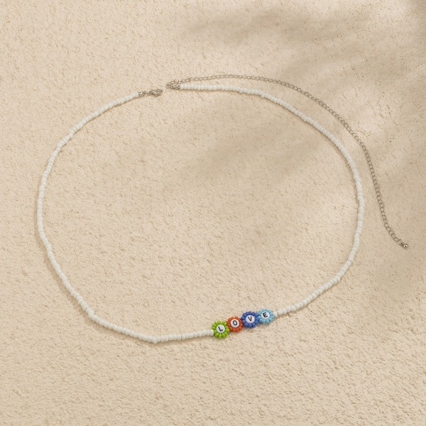 Pastoralfärgad pärlbokstäver Halsband Armband Enkel akrylbokstäver pärlhalsband Bracelet Blue 0837
