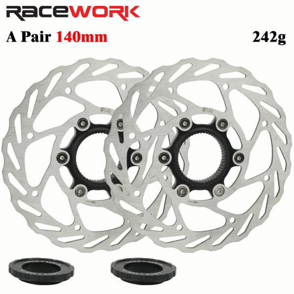 Racework MTB skivbroms rotor mittlås 140/160/180mm cykel bergsväg kylning kylning ihålig pad skiva mittlås A Pair 140mm