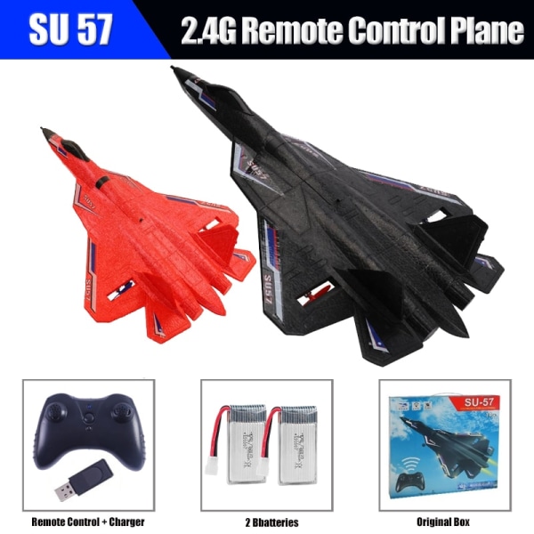 RC Foam Aircraft SU35 SU57 Plane 2.4G Radio Control Glider Fjärrkontroll Fighter Plane Glider Flygplan Leksaker för barn Pojkar SU35 Red 2B