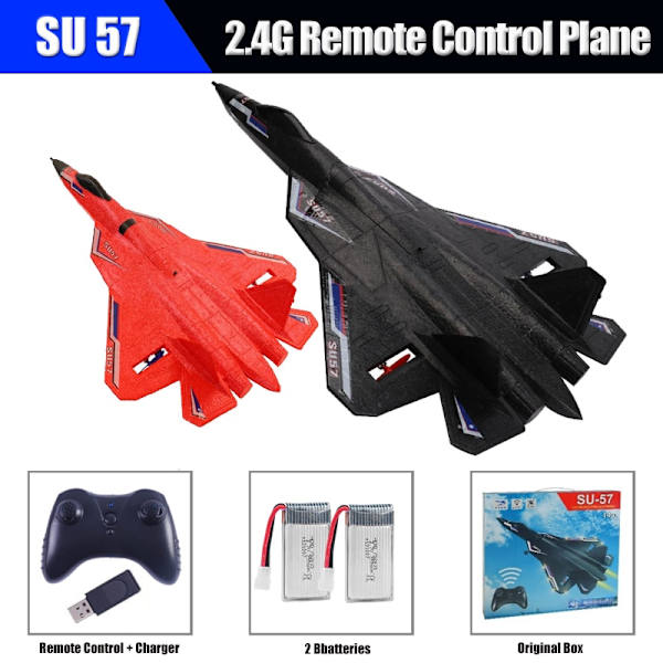 RC Foam Aircraft SU35 SU57 Plane 2.4G Radio Control Glider Fjärrkontroll Fighter Plane Glider Flygplan Leksaker för barn Pojkar SU57 Red 1B