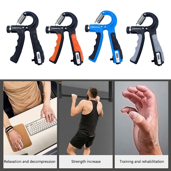 Räknedynamometer Handgrepp Fitness Handgrepp 5-60 kg Handträning Gripper Gymutrustning Handledsrehabiliteringsutvecklare No Count Black
