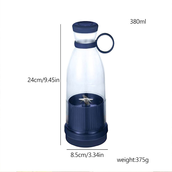 Blå/rosa USB Portable Juicers Flaska Uppladdningsbara Mixers Fresh Fruit Juicers Mini Fast Electric Portable Blender Smoothie 9406 blue