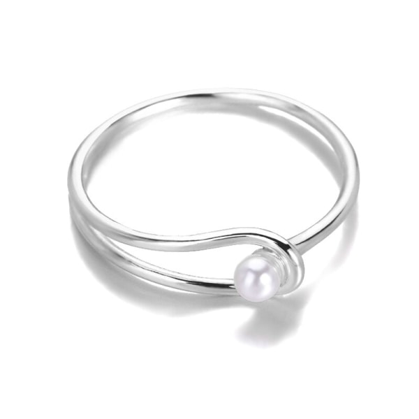 Söta vita pärloringar för flickor kvinnor bröllopssmycken rostfritt stål små fingerringar bague bijoux femme luxe JZ1570G-SQY11 6.75