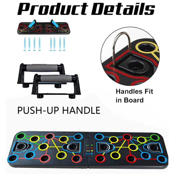 Bärbar Push-up Board Sit-up Trainer Dubbel användning Justerbar multifunktions hopfällbar fitness Träningsfäste Dubbelbräda FWCB-C