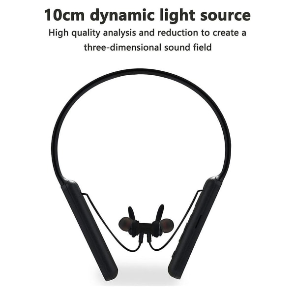 Bluetooth hörlurar Nackband 20 timmars speltid V5.0 Trådlöst headset Sportbrusreducerande hörsnäckor med mikrofon för gymlöpkompatibel Black