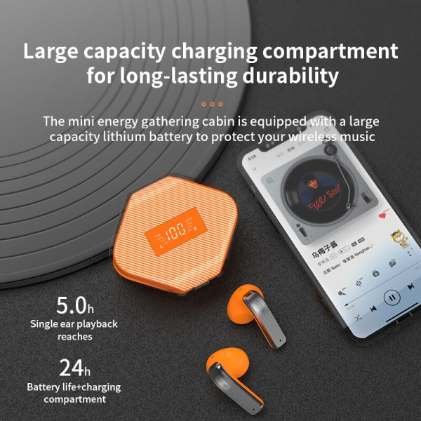 T8 Wireless Earbuds Bluetooth 5.3 Earphone In-Ear Orange