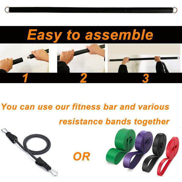 Träningsbar Fitness Motståndsband Set Pilates Yoga Pull Rope Träningsträning Expander Gymutrustning för hemkroppsbyggande bar and 150lbs-18pcs