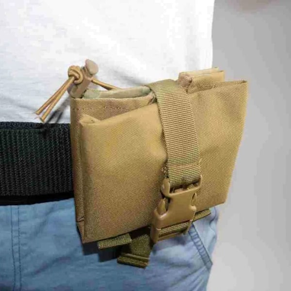 Folding Molle Tactical Magazine Dump Drop Pouch Jakt Airsoft Ammo EDC Tool Midjeväska Vikbar Utility Recovery Mag-hölster OD